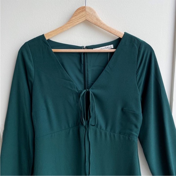 Abercrombie & Fitch Long-Sleeve Strappy Halter Mini Dress in Forest Green Small - Picture 12 of 12